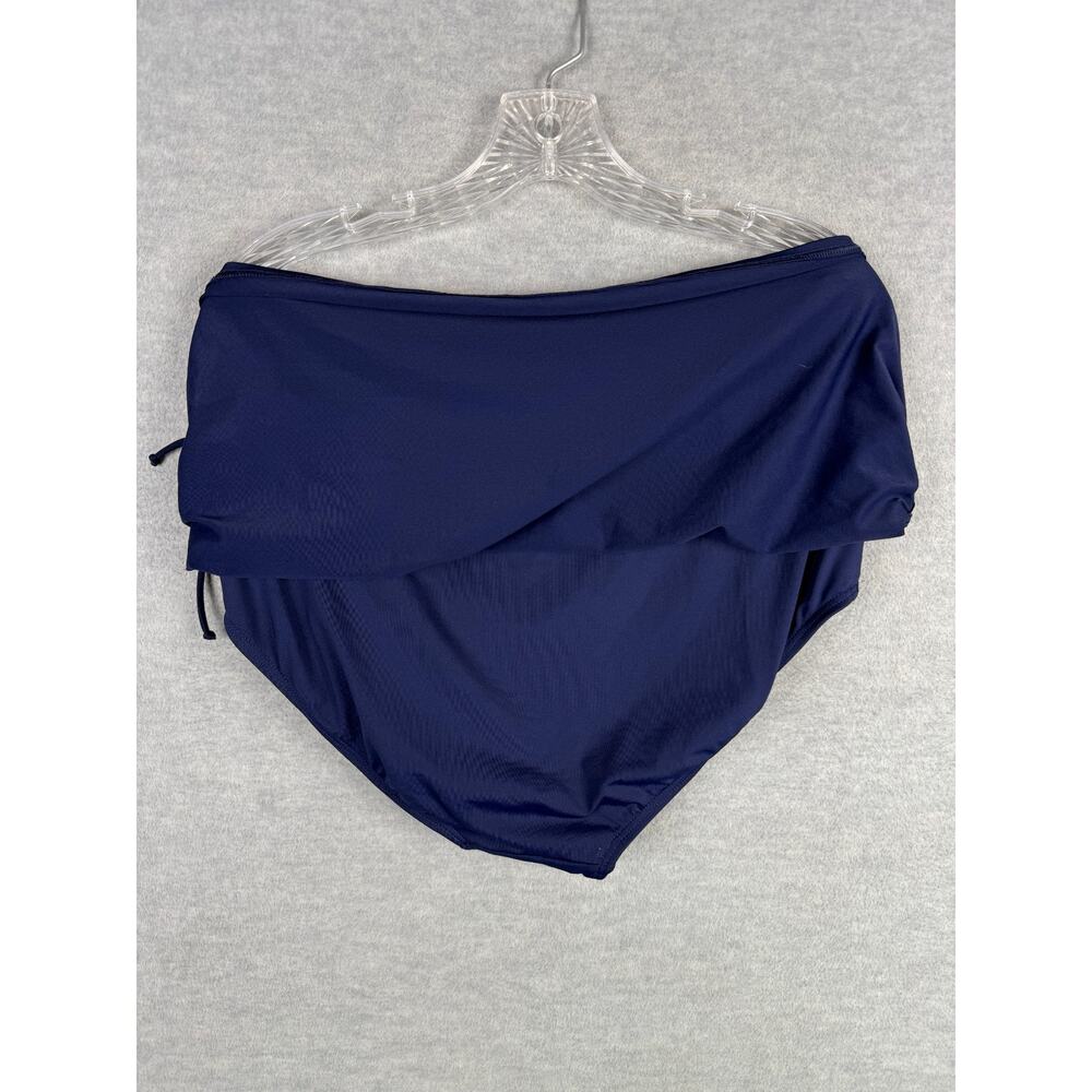 Lands End 12 Swim Skirt Navy Blue Ruched Tie Sides Built In Brief - Picture 5 of 9